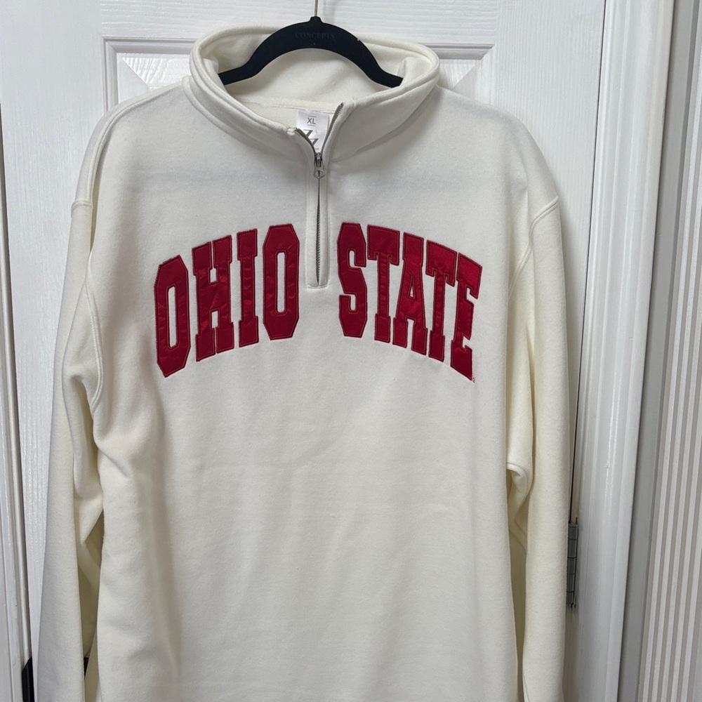 Ohio State Buckeyes Men's Zip-Up Cream Sweater